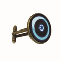 Gemelos de bronce antiguo con símbolo de encendido azul y cúpula de vidrio para hombres - Bronce