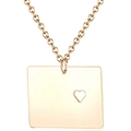 Rose gold Colorado state map necklace with minimalist square pendant and heart cutout - Gold