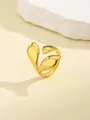 Detail of a polished golden leaf-shaped nail ring featuring a high-gloss metallic finish - Gold Leaf Shape Style (RN175-G4)