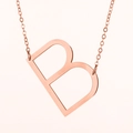Collar de acero inoxidable oro rosa con colgante letra B de diseño minimalista elegante - Oro Rosa B