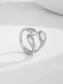 Macro shot of silver-tone alloy nail ring with smooth bean shapes on white minimalist stand - Silver Waterdrop Triple Bean Style (RN175-S6)