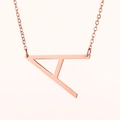 Collar de acero inoxidable oro rosa con colgante letra A en estilo minimalista - Oro Rosa A