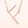 Collar minimalista de oro rosa con colgante letra F para mujeres - Oro Rosa F