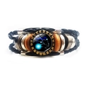 Retro mehrlagiges Lederarmband mit Skorpion-Sternzeichen-Edelstein und Holzperlen - Stier