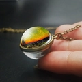Vintage bronze Van Gogh Starry Night double-sided glass ball necklace for women - Impressionist Art