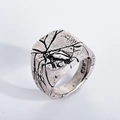Anello vintage in argento da uomo con trama incrinata e design rustico punk 925 - US 8 / Argento Antico