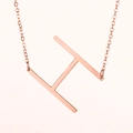 Collar minimalista de oro rosa con colgante letra H y acabado de espejo pulido - Oro Rosa H