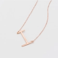 Collar de acero inoxidable oro rosa con colgante letra I minimalista y cadena fina - Oro Rosa I