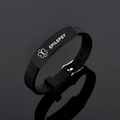Bracelet d'alerte médicale en silicone noir avec plaque en acier pour l'épilepsie - Épilepsie