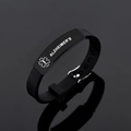 Bracelet médical noir en silicone gravé Alzheimer avec boucle ardillon en acier inoxydable - Alzheimer