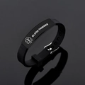 Bracelet médical noir en silicone et acier avec alerte Blood Thinner et Star of Life - Anticoagulant