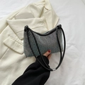 Sparkling black rhinestone hobo bag with crystals and matching top handle for party evening - Colorful