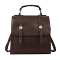 Vintage bruine PU-leren rugzak met gouden details en handvat aan de bovenkant - Zonder hanger / Koffie