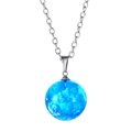 Blue sky cloud sphere pendant necklace with silver chain on white background - Blue Sky White Cloud Ball Style (XL-HG08)