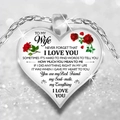 Close-up of heart pendant necklace with red rose and loving message for daughter - To My Wife