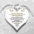 Detailed view of silver heart pendant for fiancée with romantic message and floral patterns - Silver (To My Fiancée)
