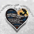 Heart pendant necklace for daughter with sunset mother-daughter silhouette and message - New Mom and Child