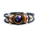 Classic braided leather Libra zodiac bracelet with antique bronze and wooden beads - Libra