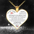 Macro shot of gold heart pendant for wife featuring colorful flowers and loving message - To My Wife-Gold