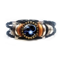 Geflochtenes Schütze-Sternzeichen-Lederarmband mit Vintage-Kupferrohr und Glasedelstein - Steinbock