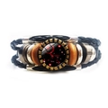 Mehrlagiges Lederarmband mit Sternzeichen Krebs, Vintage-Metallperlen und Glasanhänger - Krebs