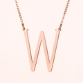 Elegante collar de acero inoxidable en oro rosa con colgante de letra W estilo moderno - Oro Rosa W