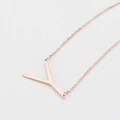 Collar de acero inoxidable oro rosa con un colgante pulido en forma de letra Y mayúscula - Oro Rosa Y