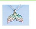 Blue gradient acrylic mermaid tail necklace with elegant enamel finish for women - Cyan