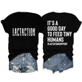 Détail du t-shirt en coton avec slogan It's a good day to feed tiny humans - Noir