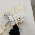 White quilted crossbody bag with gold rectangular clasp and slim leather shoulder strap - Off White