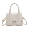 Chique gebroken witte handtas van litchi leer met goudkleurige hardware en handvat - Broken Wit