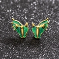 Gouden drakenkop oorbellen met glinsterend groen emaille en gedetailleerde fantasie-stijl - Groen