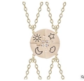 Vierdelige gouden puzzel ketting set met zon maan ster en wolk hangers voor vriendinnen - Goud