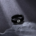Matte black stainless steel zodiac ring featuring a white Cancer sign laser engraving - Cancer