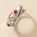 Frog prince ring in silver finish featuring red gemstone eyes and adjustable open band - Standard Alloy Red Eyes / Silver