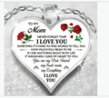 Silver heart pendant for Mom with white insert, rose petals and emotional message - Silver (To My Mom)