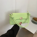 Light green quilted shoulder bag with knotted strap and gold buckle for women - Green