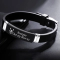 Black Scorpio silicone bracelet with laser engraved stainless steel plate and buckle - Scorpio
