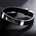 Detail of Aries zodiac sign laser engraved on black stainless steel and silicone bracelet - Aries
