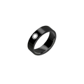 Polished black stainless steel ring with laser-etched sun symbol for couples - Sun Pattern (Black Male)