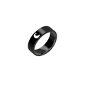 Detail shot of black titanium steel ring featuring hollow star and moon cutout designs - Moon Star Pattern (Black Female)