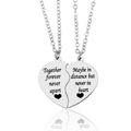 Collar de corazón de rompecabezas de acero inoxidable pulido con grabado Fogether Maybe - Corazón de Rompecabezas de Plata (1 Par)