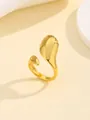 Adjustable golden open ring with fluid asymmetrical design in a minimalist modern style - Gold Fluid Irregular Shape Style (RN175-G3)