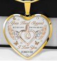Goldene Herz-Halskette mit Engelsflügeln und gravierter emotionaler Gedenkinschrift - Gold-Stil