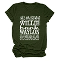 Détail de l'imprimé noms de musique country blancs sur t-shirt en coton vert forêt - S / Vert Militaire