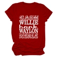 Détail de l'imprimé texte blanc vintage sur un t-shirt rouge à manches courtes en coton doux - S / Rouge