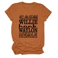 Détail d'un t-shirt orange vintage avec graphique des noms de chanteurs de country - S / Orange Brûlé