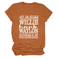 T-shirt en coton terre cuite avec impression rétro blanche de noms de chanteurs country - S / Orange Brûlé