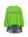 Felpa verde neon Veterinary Assistant e pantaloncini di jeans blu strappati su fondo bianco - Verde Fluorescente (Stampa Nera)