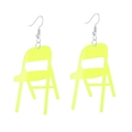 Creative fluorescent yellow acrylic folding chair earrings with silver metal hooks - Yellow